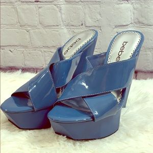BeBe Kara Wedge Mule Sandal Blue
